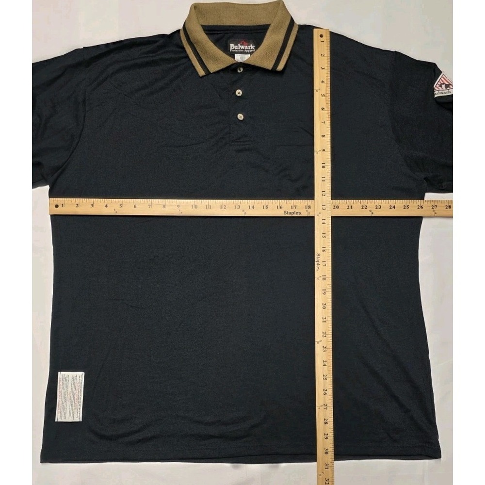 Bulwark Flame Resistant FR Long Sleeve Dark Blue Work Polo Shirt Mens XLarge - Picture 2 of 5